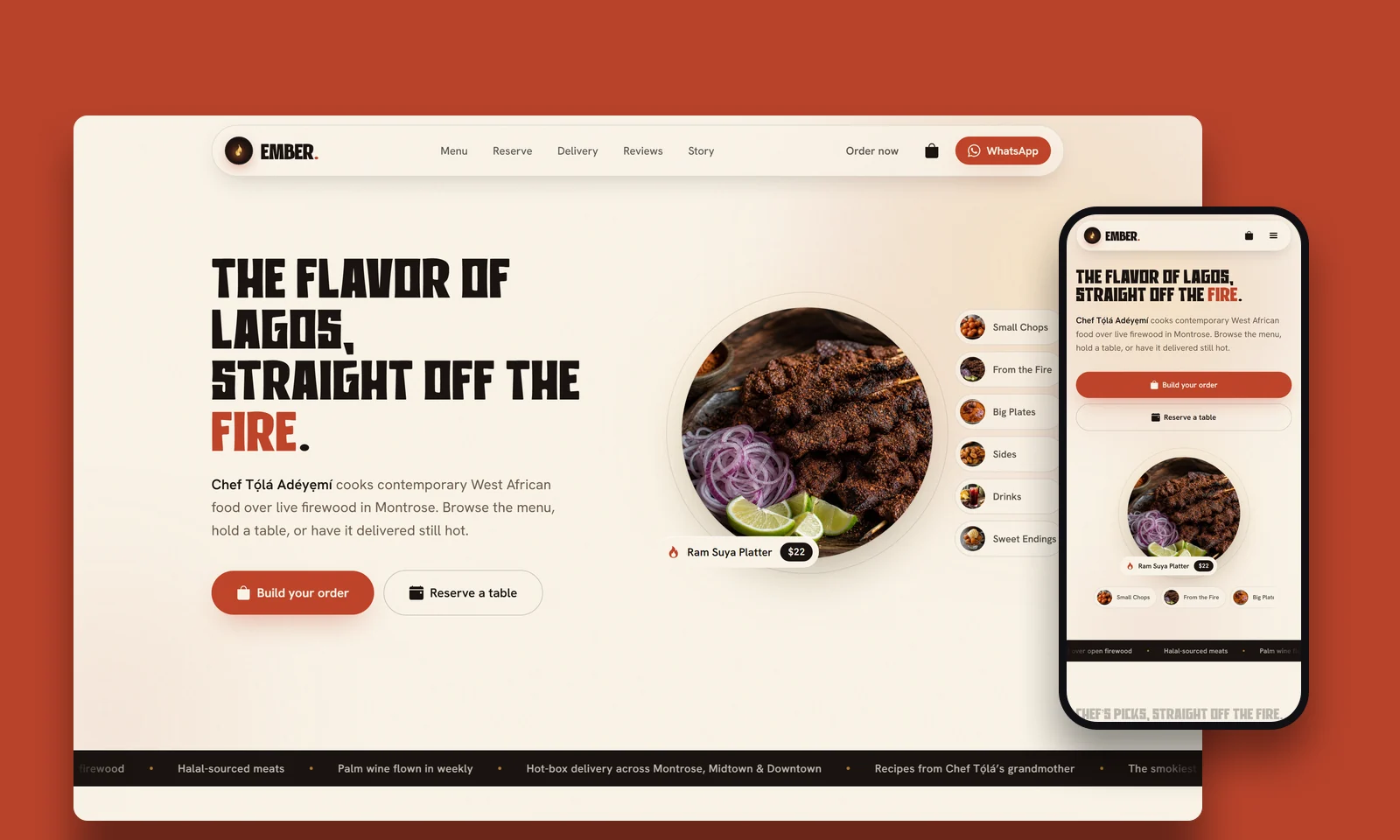 Ember · A Restaurant Site That Takes the Order Itself