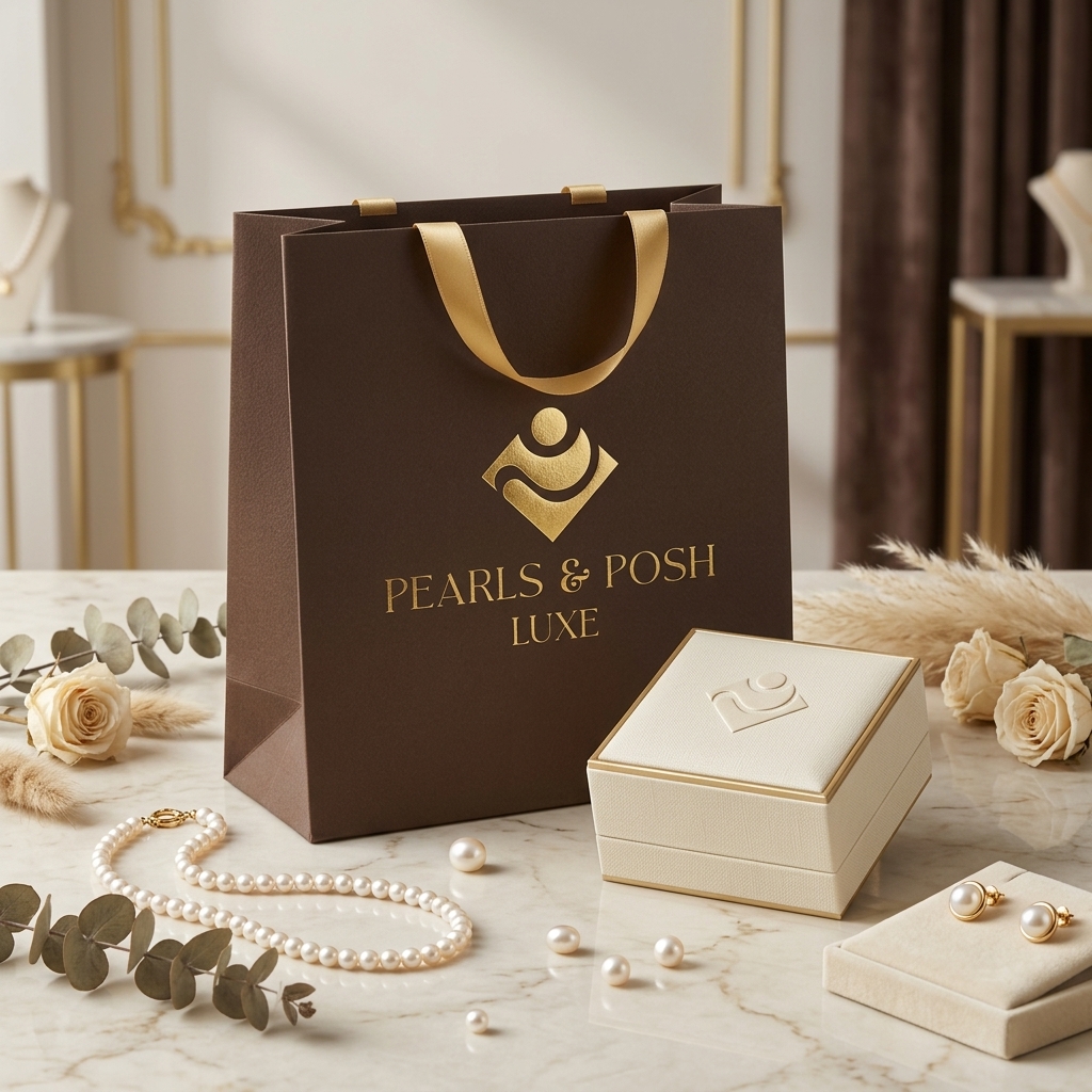 Luxury packaging — branded shopping bag and jewelry box