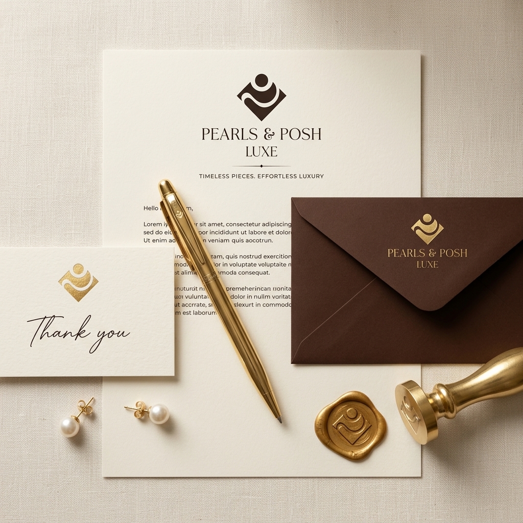 Stationery suite — letterhead, envelope, and wax seal